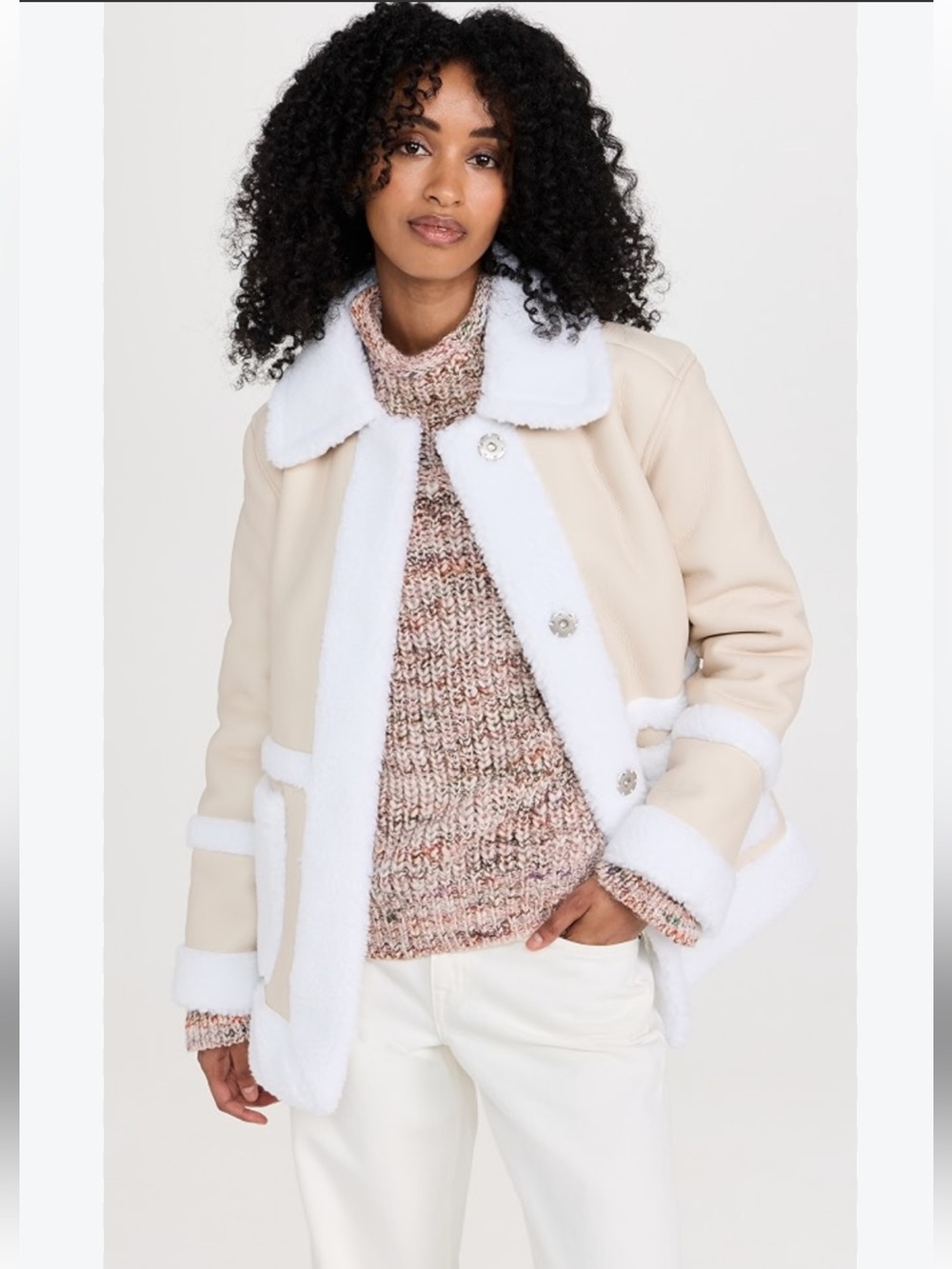 Avec Les Filles Womens Coat, Cream Small NWT